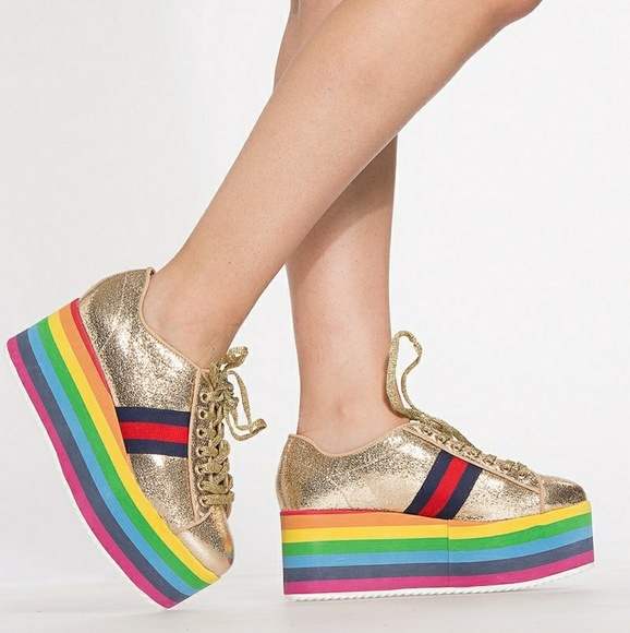 NO RESTOCK**🌻Metallic Lace Up Flatform Sneakers - Picture 5 of 8